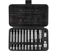 Juego de brocas RIBE (30, 75 mm) Juego de llaves de vaso 22 piezas (M4 M5 M6 M8 M9 M10 M12 M14 M16 M18) + 2 acopladores 1/2 & 3/8 pulgadas - Juego de llaves de vaso (HRC 62) - Acero Premium S2 Cr-V