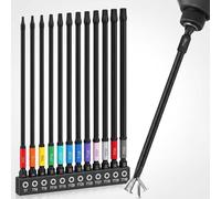 Juego de brocas Torx, 13 piezas TT7-TT40 magnéticas de 150 mm | Brocas de seguridad resistentes a manipulaciones, acero S2, vástago hexagonal de 0.25 pulgadas, compatible con destornillador