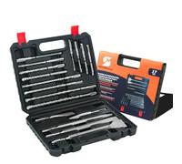 Juego de brocas y cinceles para martillo rotativo, SDS Plus, 17 piezas, herramienta de agujero de mampostería de hormigón con estuche de almacenamiento para hormigón, piedra, ladrillo