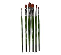 Juego de Brochas de Gouache para Principiantes, 6 uds., Brochas de Pelo de Comadreja Sintética con Mangos de Abedul, para Principiantes y