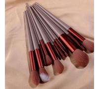 Juego de brochas de maquillaje, 13 Uds., brocha correctora, colorete en polvo, sombra de ojos, base, herramientas cosméticas de belleza (Size : Brown-no bag)