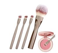 Juego de brochas de maquillaje | 4 en 1 con cerdas sintéticas portátil | Kit de brochas de maquillaje para mujeres, niñas, principiantes, ideal para casa, viajes y ocasiones especiales