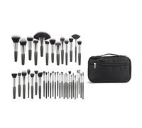 Juego de brochas de maquillaje, 40 Uds., sombra correctora de ojos, base, labios, mango de Madera Suave, juego de brochas cosméticas con bolsa de almacenamiento