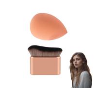 Juego de brochas de maquillaje, 6,8 x 6,8 cm, pincel plano para colorete, para mezclar líquidos, crema, corrector premium, con 1 pincel plano de maquillaje, 1 esponja de polvo