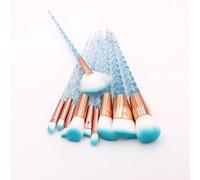 Juego de brochas de maquillaje azules, 10 Uds., sombra de ojos en polvo, base, pincel for labios, kits de brochas de maquillaje con diamantes de cristal (Size : Blue)