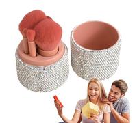Juego de brochas de maquillaje, brocha de maquillaje portátil, aplicador profesional, iluminador, licuadora con estuche de diamantes de imitación para fotografía de escenario nupcial