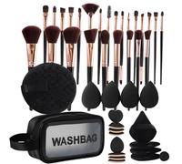 Juego De Brochas De Maquillaje Con Estuche,Viaje Con Cuarenta Y Siete Brochas De Maquillaje - Esponjas Para Ojos Aplicador De Base Y Corrector Y Puff De Polvos Para Mujeres Y Niñas En Casa
