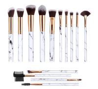 Juego de Brochas de Maquillaje de Mármol - 14 Brochas Incluyendo Brocha para Sombra de Ojos, Correctora y Colorete