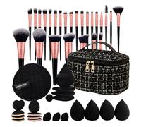 Juego de Brochas de Maquillaje de Viaje | Juego De 47 Pinceles Para Polvos Rubor Y Sombras | Estuche De Viaje Organizador Accesorios De Cosmeticos Kit Portatil Para Hija Esposa Mama