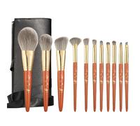 Juego de brochas de maquillaje for principiantes, suave, 11 Uds., mango de madera de olmo del sur portátil, herramientas de belleza(Blue,White)