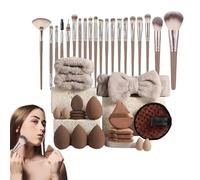 Juego de brochas de maquillaje, juego de brochas de base, aplicadores de maquillaje con diadema, brochas de maquillaje profesionales portátiles para principiantes y profesionales