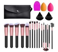 Juego de brochas de maquillaje,Kit de brochas de maquillaje - Colección y esponjas de cepillos para rostro y ojos de cerdas de 20 piezas - Pinceles de maquillaje para aplicación de sombras de o