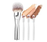 Juego de brochas de maquillaje magnéticas 4 en 1, kit de base de maquillaje en polvo, rubor, sombra de ojos, color plateado, portátil, retráctil, para cualquier lugar, herramienta facial que ahorra