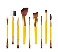 Juego de brochas de maquillaje para sombra de ojos en polvo, 9 unidades, color amarillo, brocha para base de maquillaje día tras pincel (amarillo, talla única)