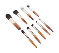 Juego de Brochas de Maquillaje Versátil con Cerdas de Fibra Suave, Compacto y Liviano para Retoques y Viajes sobre la Marcha (Color madera)