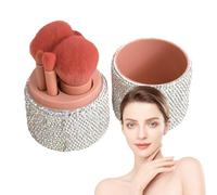 Juego De Brochas De Viaje,Brochas Cosméticas - Esponja Reutilizable Con Estuche De Cristales Para Contorneado, Iluminación, Sombras, Base Y Corrector