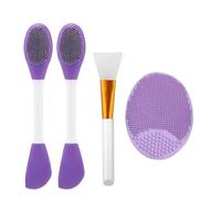 Juego de brochas faciales silicona, aplicador barro for mascarilla Facial DIY, limpieza suave Manual, exfoliante poros, herramientas maquillaje belleza, 4 Uds Para Barro, Arcilla(Purple)