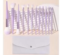 Juego de brochas sintéticas de 12 artículos para maquilladores y principiantes por igual, cubriendo todos los pasos clave desde hasta el acabado final de labios (12 morados (12 piezas Ling (pequeño))