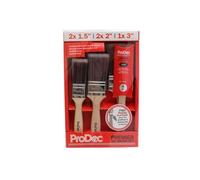 Juego de brochas sintéticas ProDec Premier Trade de 7 Piezas para un Acabado Liso con Pinturas de emulsión, techos, Madera, Metal, 2X 1,5, 2X 2, 1x 3 Pulgadas + brocha Ovalada de 1,5" Gratis
