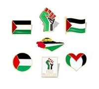Juego de broches de bandera de Palestina con bandera de Palestina, insignia de metal, patrón de bandera de corazón, forma de puño, pin de esmalte duro, accesorios de ropa, amantes de la paz, regalo de
