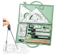 Juego de brújulas de geometría, juego de geometría para estudiantes | 16x kit de herramientas matemáticas,Herramientas de redacción con de almacenamiento, suministros de dibujo gráfico para