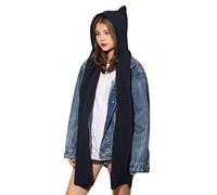 Juego de bufanda con capucha de punto sólido 2 en 1, gorro de invierno de melón, gorro de punto grueso y cálido, conjunto de bufandas, gorros deportivos elásticos, juego de bufandas para mujer, hombre