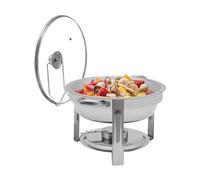 Juego de bufé para platos de fiesta, juego de platos de catering redondo, juego de calentamiento, gran capacidad de 5 l, para servir una variedad de platos, plata