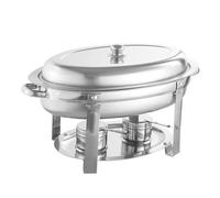 Juego de Buffet de Acero Inoxidable con Calentador de Alimentos - 5,5 l/1,45 galones con asa Lateral y Tapa Enrollable, Ideal para Catering en mostrador - Estufa de Comedor Ovalada Dorada