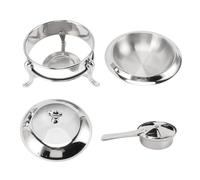 Juego de buffet olla caliente acero inoxidable, juego platos calientes fritos, vajilla portátil con cuchara cubierta for calentar combustible, adecuado