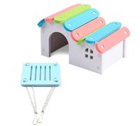 Juego de Cabaña Montada Con Columpio para Hámster, Casa y Escondite, Nido de Dormir Colorido e Impermeable, Mini Casa para Ratones