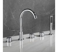 Juego de cabezal de ducha, timbre de bañera de baño de baño de 5 agujeros de 5 agujeros TABLERA DE BABJA DE BABJA DE ORO CON CON LA DAPADA 360 grados Tap de palanca doble toque de palanca, cromo LWX