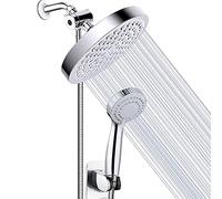 Juego de cabezales de ducha duales, 3 ajustes de pulverización, ducha de mano con pulverizador desmontable y manguera extralarga, lujoso combo de cabezal de ducha con acabado cromado con desviador de