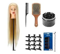 Juego de cabezales de entrenamiento de peluquería con accesorios: pelo sintético Gabbiano, peine TONI&GUY, cepillo, pinzas para el pelo y gomas de silicona - Ideal para estilistas