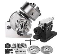 Juego de cabezales de indexación de mandril de 3 mandíbulas con contrapunto, unidad de fresado ajustable de 4/5/6/8 pulgadas, ángulo de 0-90°, relación de reducción 1:90 para mecanizado de precisión y