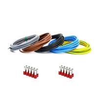 Juego de cables 5 x 1 m (negro, gris, marrón, azul, verde/amarillo) cable cable flexible H07V-K 10 mm² incluye casquillos de 10 mm2 para distribución de armarios de contador (juego de 5 x 1 metro y 20