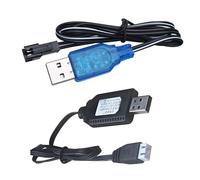 Juego de cables de carga USB: incluye 1 paquete de 3.7 V SM-2P y 1 paquete de 7.4 V XH-3P conector de enchufe compatible con coche RC, camión RC, barco RC, pistola de bolas de gel Blaster, dron, cable