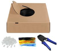 Juego de cables de red para exteriores cat 6, u/utp, negro, conductor