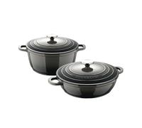 Juego de cacerola de ø20cm - 2,4l y cacerola baja de ø24cm - 2,3l en aluminio fundido color gris excalibur bergner 20 cm