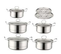 Juego de cacerolas con tapas, juego de ollas para salsas, kit de utensilios de cocina profesional para guisar verduras al vapor, cocina, hogar, restaurante
