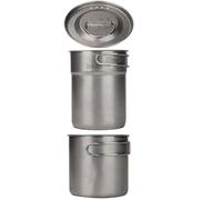 Juego de cacerolas de camping - Doble olla de acero inoxidable para cocina al aire libre, equipo culinario portátil con mango plegable para preparación de comidas, té, café, comida y agua