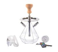 Juego de cachimba acrílica para fumar Shishas Manguera de pipa de agua con luz LED multicolor para Party Club Outdoor - Color transparente