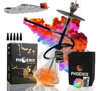 Juego de Cachimbas Shisha Grandes 50cm Acero Inoxidable, Resina Marmol Negro - Hookah Portatil Boquillas, Cazoleta, Gestor de Calor Shisha, Manguera, Pinza & Led - Shisha Cachimba Completa