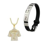 Juego de cadena de fútbol Cr7, pulsera de fútbol para niños, un paquete de accesorios deportivos compuesto de correa de piel resistente con colgante de tricot, regalos para aficionados al fútbol