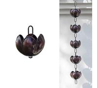Juego de cadena de lluvia de loto de cobre, desviador y colector de agua decorativo de 5 pies para gestión del agua de lluvia, elegante decoración de jardín al aire libre