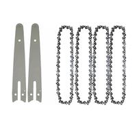Juego de cadena y placa guía de 6 pulgadas 1/4LP.043 37DL for mini motosierra de repuesto, cadena de sierra eléctrica inalámbrica for cortar madera, cadenas afiladas(6-inch Set6)