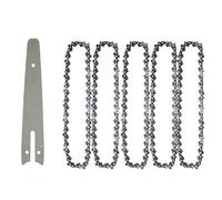 Juego de cadena y placa guía de 6 pulgadas 1/4LP.043 37DL for mini motosierra de repuesto, cadena de sierra eléctrica inalámbrica for cortar madera, cadenas afiladas(6-inch Set5)