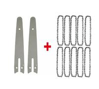 Juego de cadena y placa guía de 6 pulgadas 1/4LP.043 37DL for mini motosierra de repuesto, cadena de sierra eléctrica inalámbrica for cortar madera, cadenas afiladas(6-inch Set8)