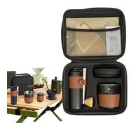 Juego de café, kit de viaje de café, suministros portátiles para exteriores, máquina de goteo manual, molinillo de frijoles, para senderismo, aventura, equipo de camping, 8.6 x 7.2 x 4.9 pulgadas