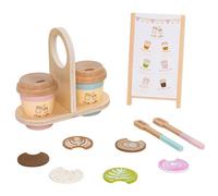 Juego de café para niños - Juego de tazas de comida falsa realista, juguete de máquina de espresso de madera, para niños en edad preescolar a partir de 2 años, niñas, , cumpleaños, Navidad