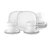 Seltmann Weiden Vajilla de café Lido black lines cuadrada 18 piezas Blanco con canto negro